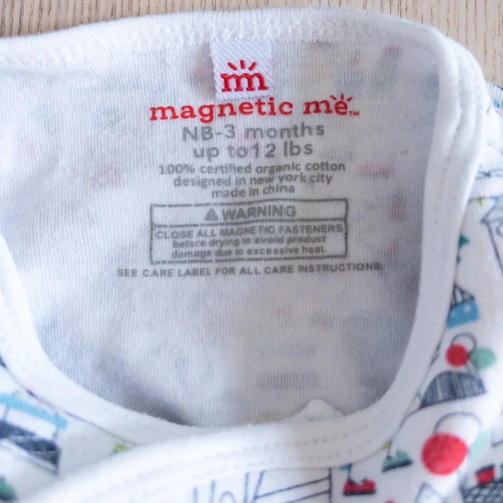Magnetic Me Sleep Gown Hat Set White Amusement Park Organic Cotton Baby 0-3M